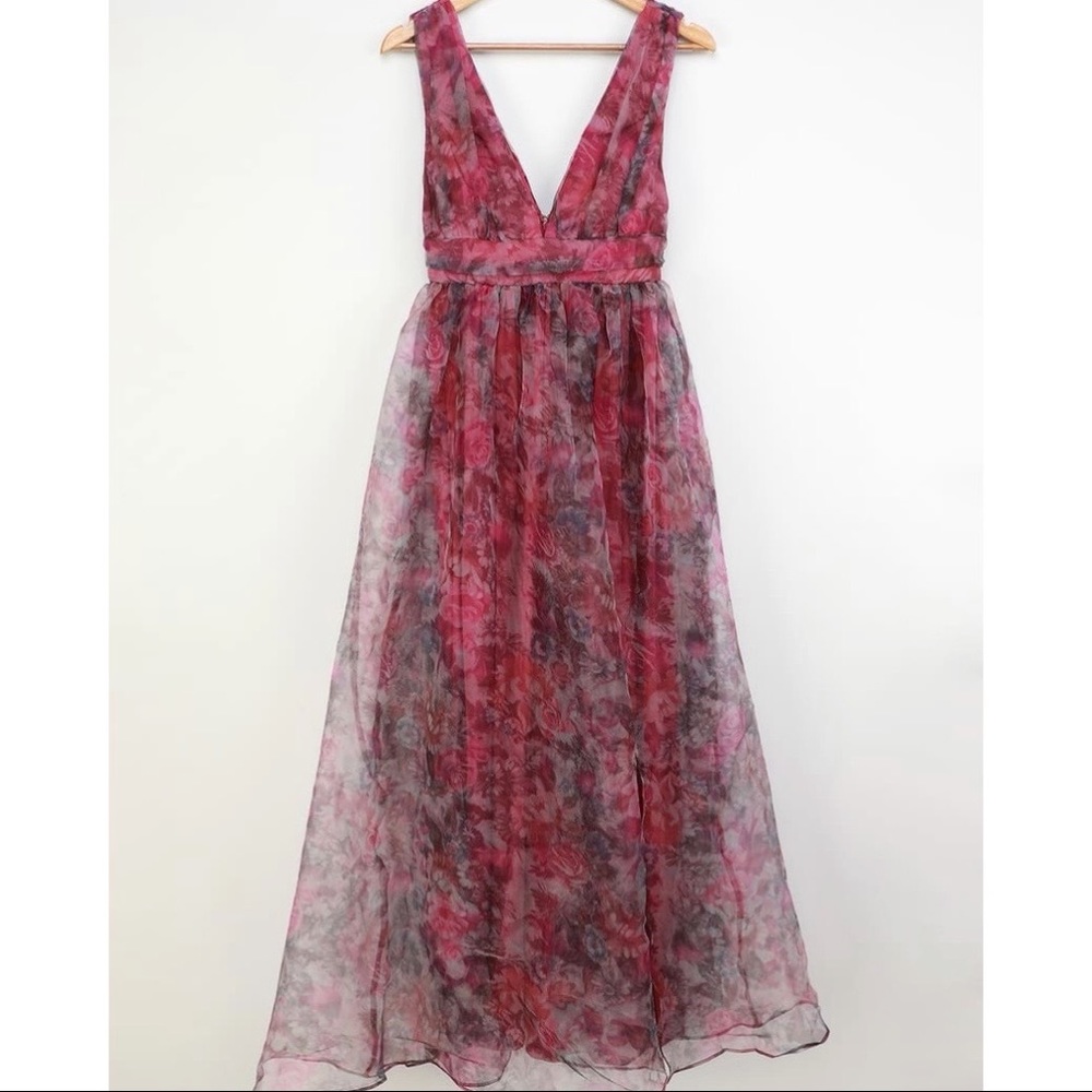 Magenta Floral Print Maxi Dress
